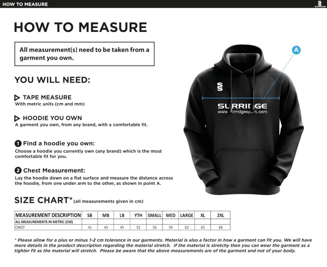 Northern Warriors - Blade Hoody - Size Guide