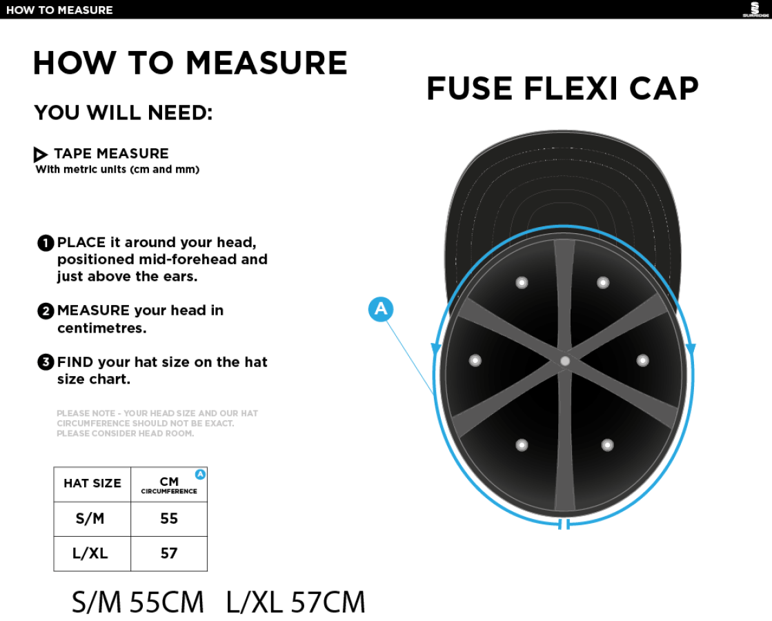 NORTHERN WARRIORS Fuse Flexi Cap - Navy - Size Guide