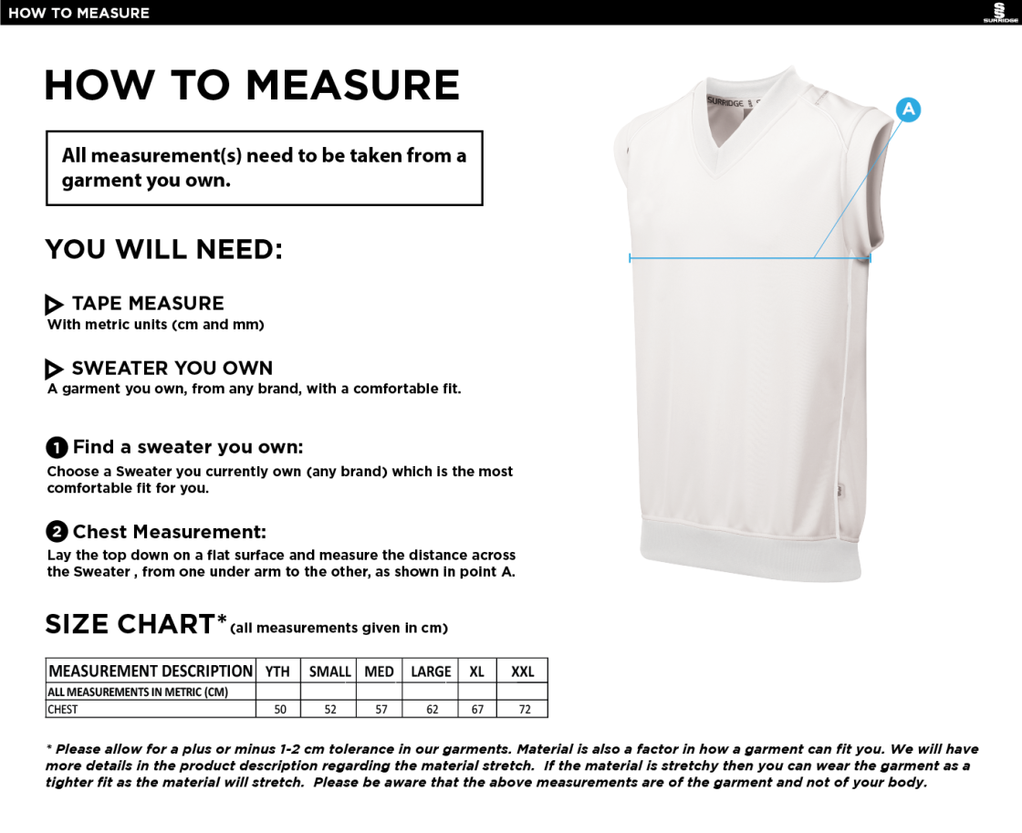 Northern Warriors - Curve Sleeveless Sweater - Size Guide
