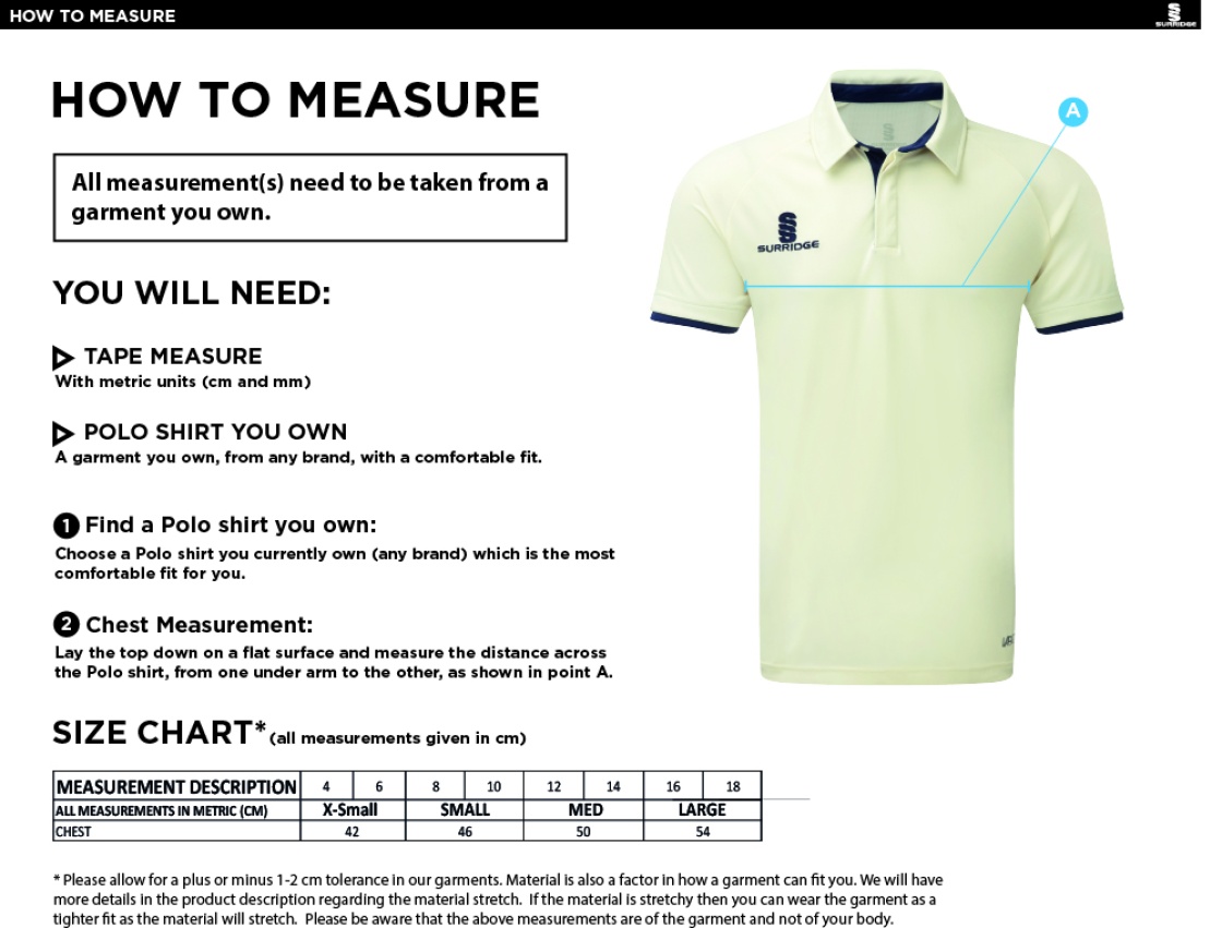 NORTHERN WARRIORS Dual Cricket Shirt Short Sleeve Womens - Size Guide
