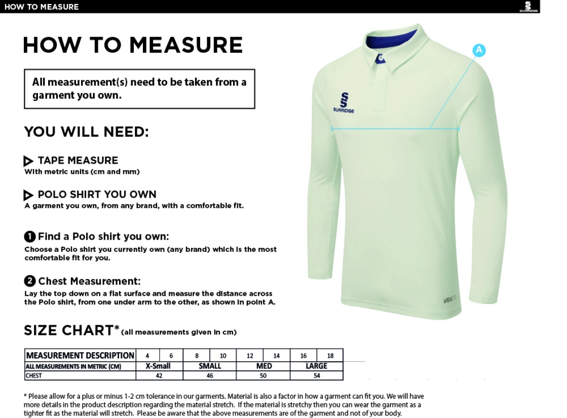 NORTHERN WARRIORS DUAL LONG SLEEVE CRICKET SHIRT (WOMENS)-Ivory - Size Guide