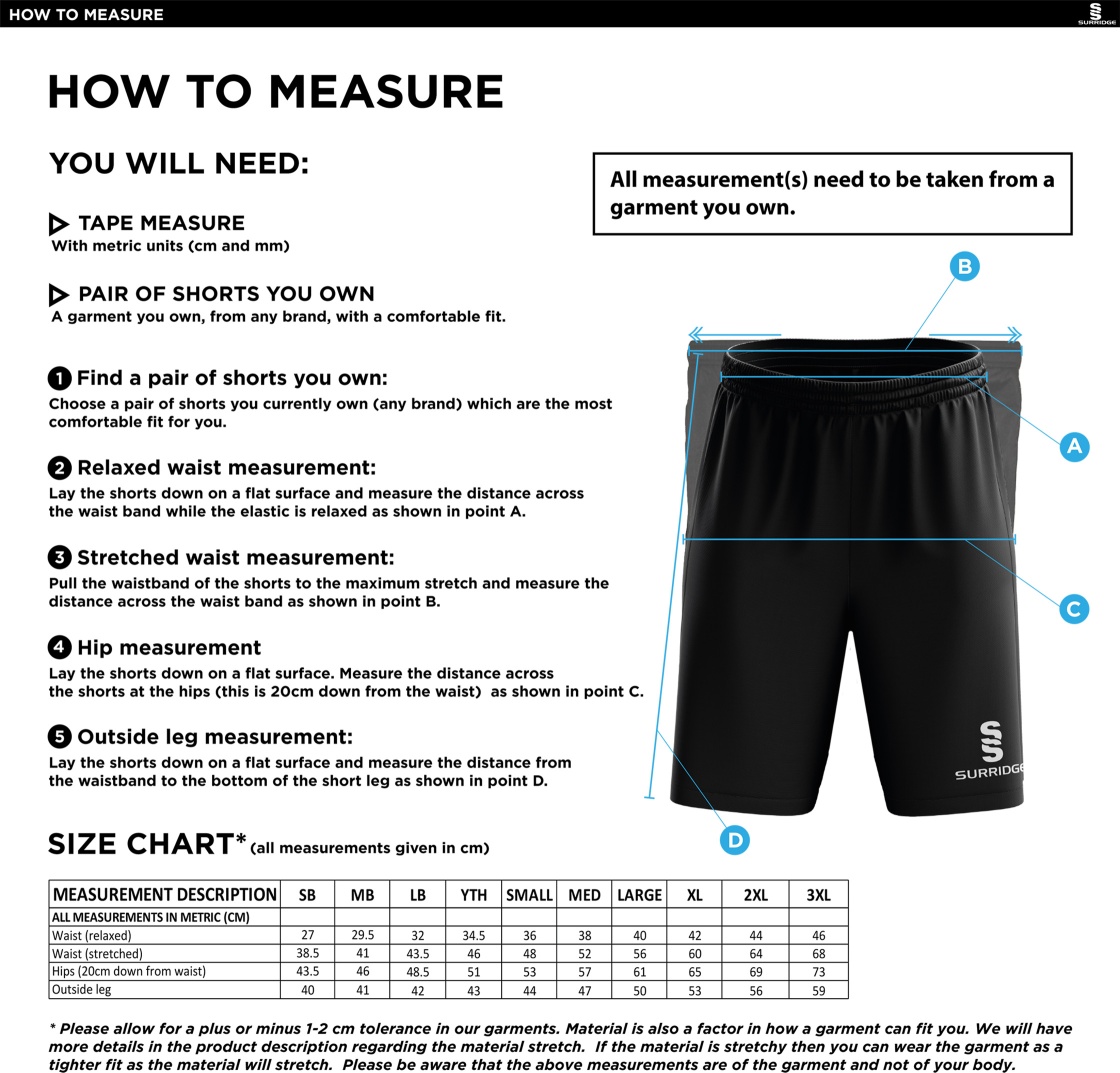Northern Warriors - Blade Shorts - Size Guide