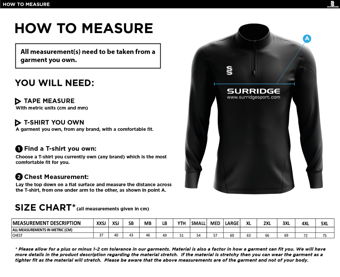 Northern Warriors - Blade Performance Top - Size Guide