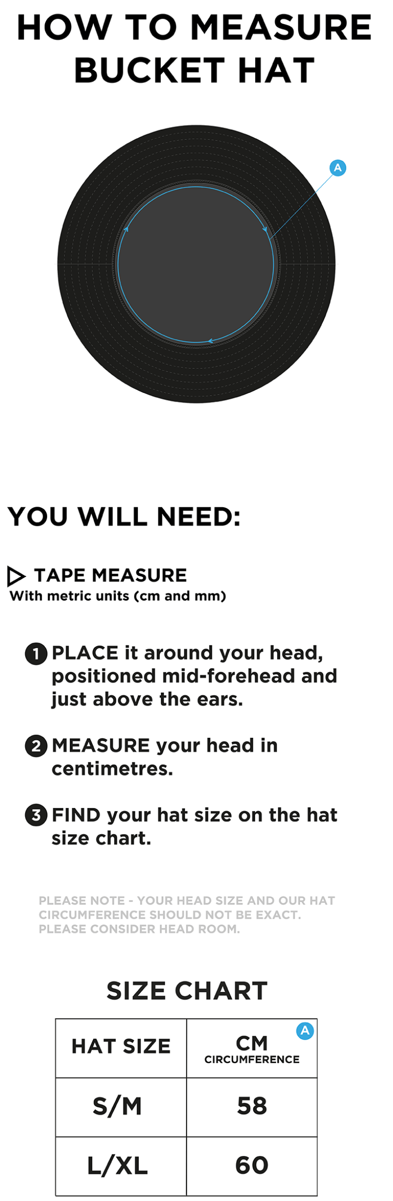 NORTHERN WARRIORS Dual Bucket Hat - Navy - Size Guide