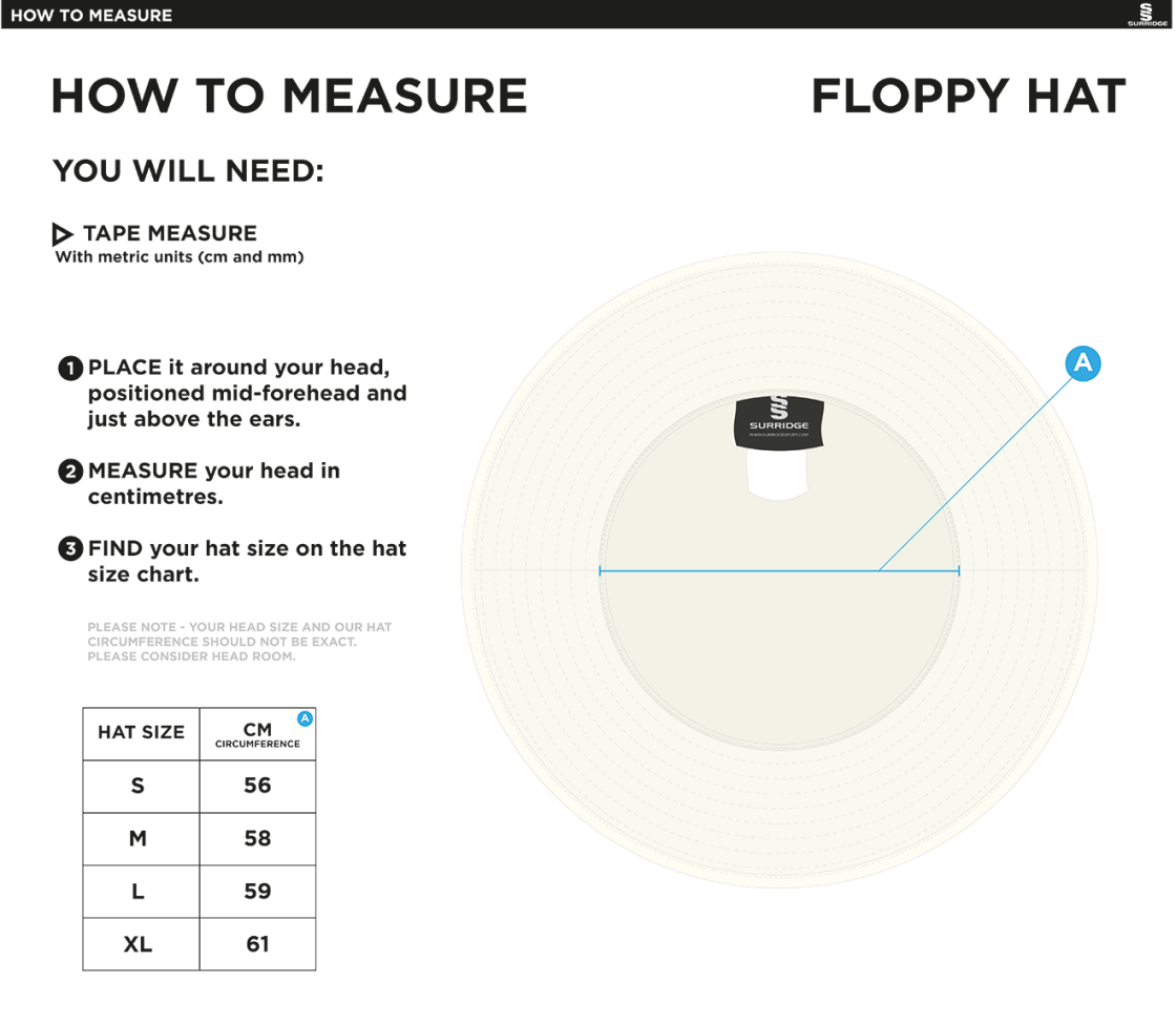 Floppy Hat - Ivory - Size Guide